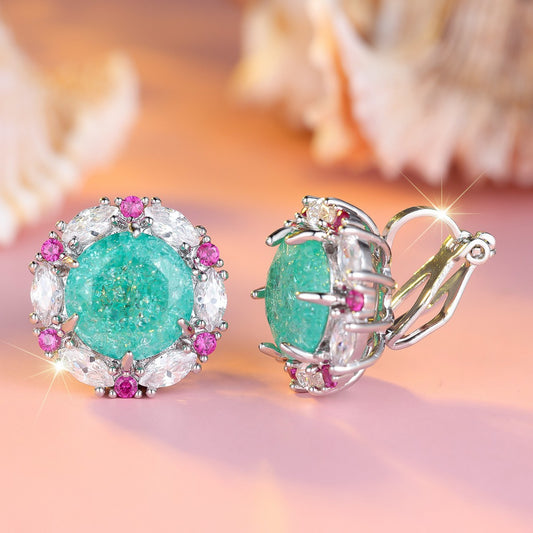 Sea Light Halo Crystal Earrings