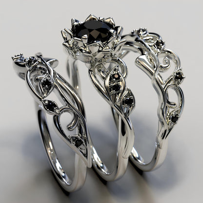 Nocturnal Garden Crown Ring Set