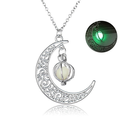 Firefly Glow Crescent Moon Luminous Necklace