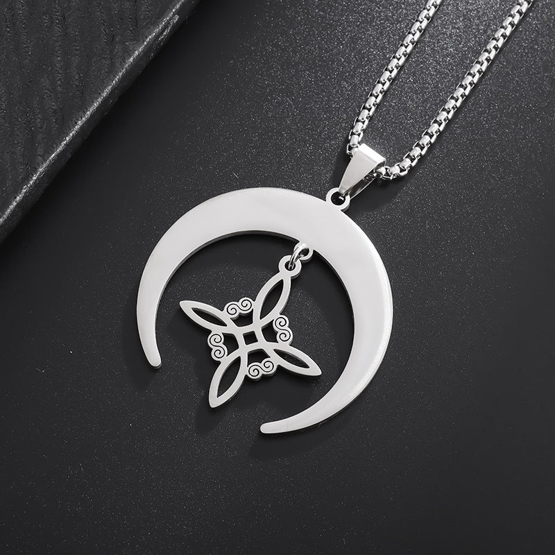 Witches Knot Crescent Moon Necklace