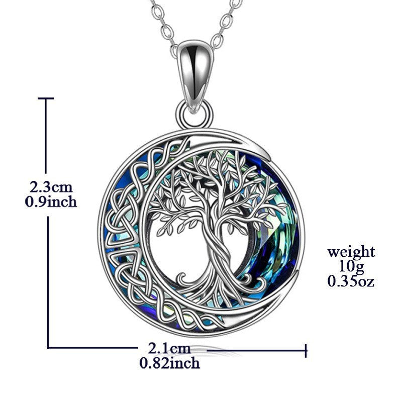 Celtic Crystal Tree Of Life Moon Necklace