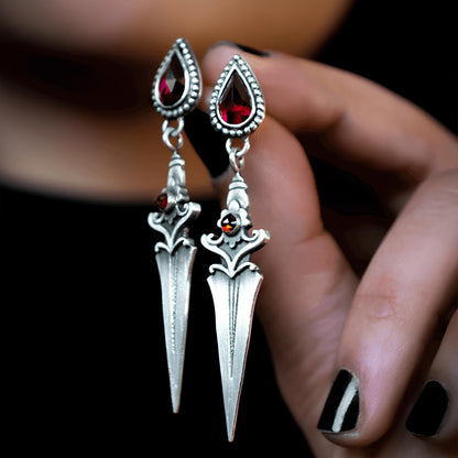 Crimson Athame Drop Earrings