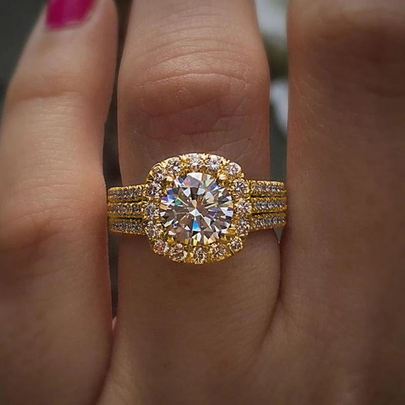 Radiant Crystal Halo Ring