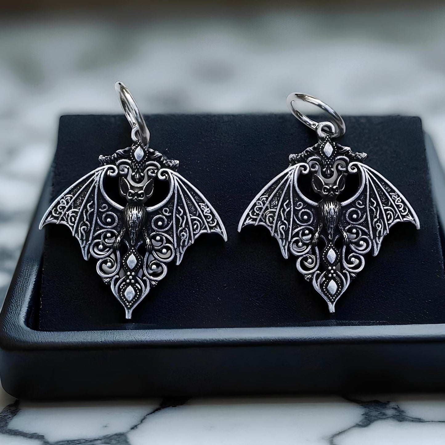 Gothic Bat Guardian Earrings