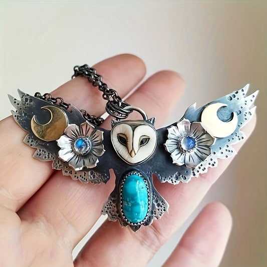 Mystic Owl of the Crescent Necklace
