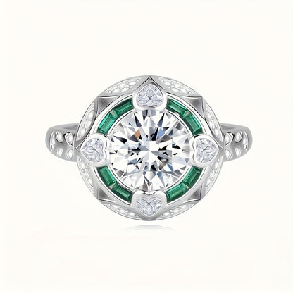 Emerald Halo Love Ring