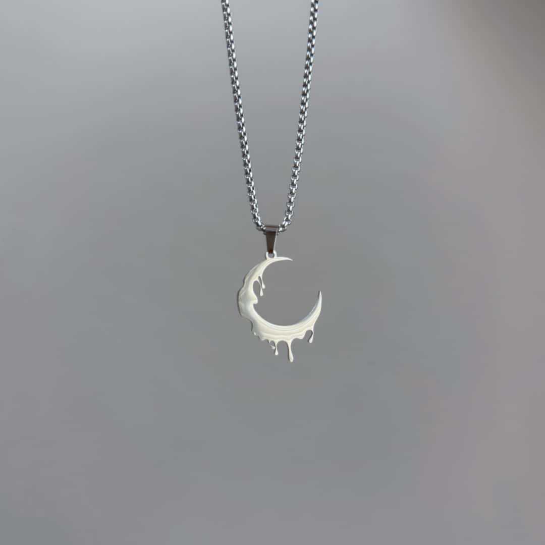 Dripping Crescent Moon Necklace