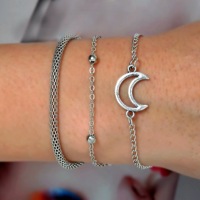 Celestial Crescent Bracelet Set