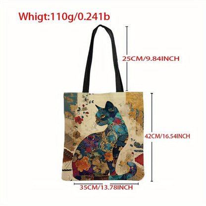 Floral Familiar Cat Tote Bag