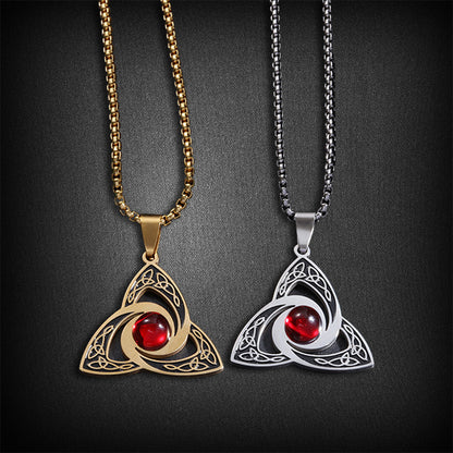 Enchanted Ruby Trinity Knot Amulet Necklace