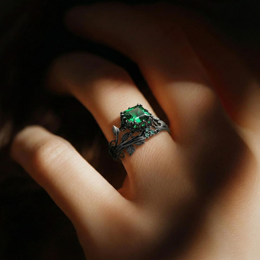 Emerald Vine Crystal Ring