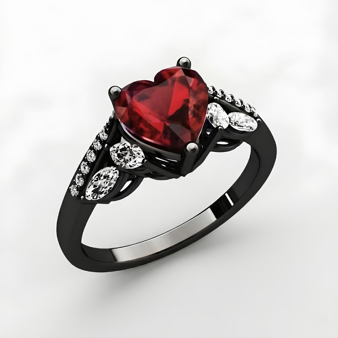 Sacred Leaf Heart Crystal Ring