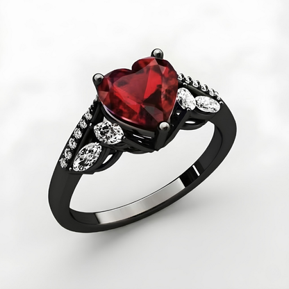 Sacred Leaf Heart Crystal Ring