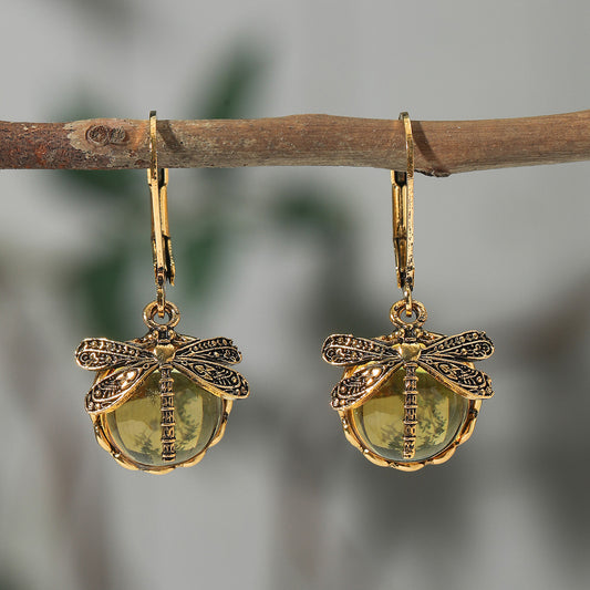 Enchanted Dragonfly Crystal Drop Earrings