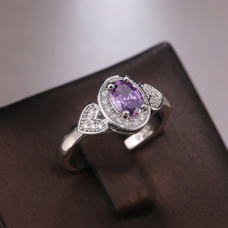 Haloed Amethyst Heart Ring
