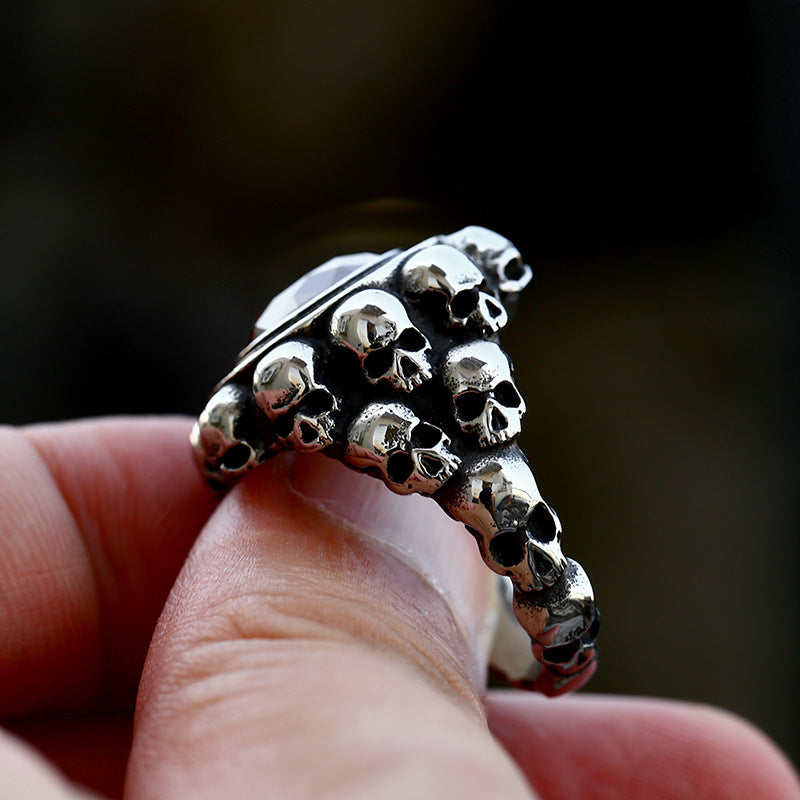 Bloodstone Skull Ring