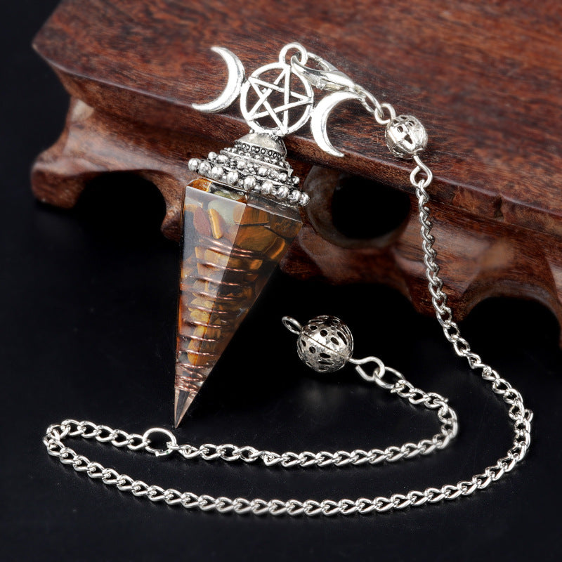 Triple Goddess Crystal Pendulum Necklace