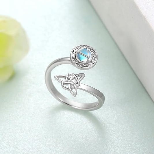 Spinning Moonstone Celtic Ring