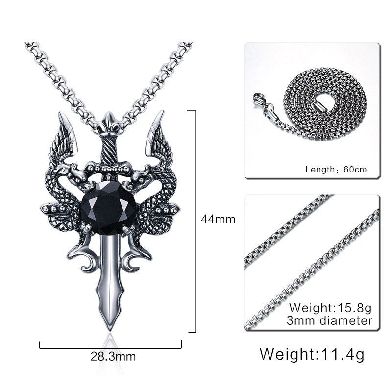 Twin Dragon Blade Necklace