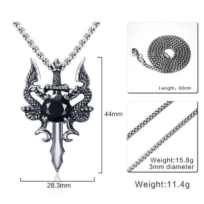 Twin Dragon Blade Necklace