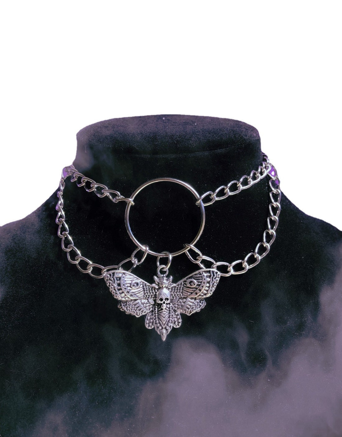 Gothic Skull Moth Rebirth Necklace