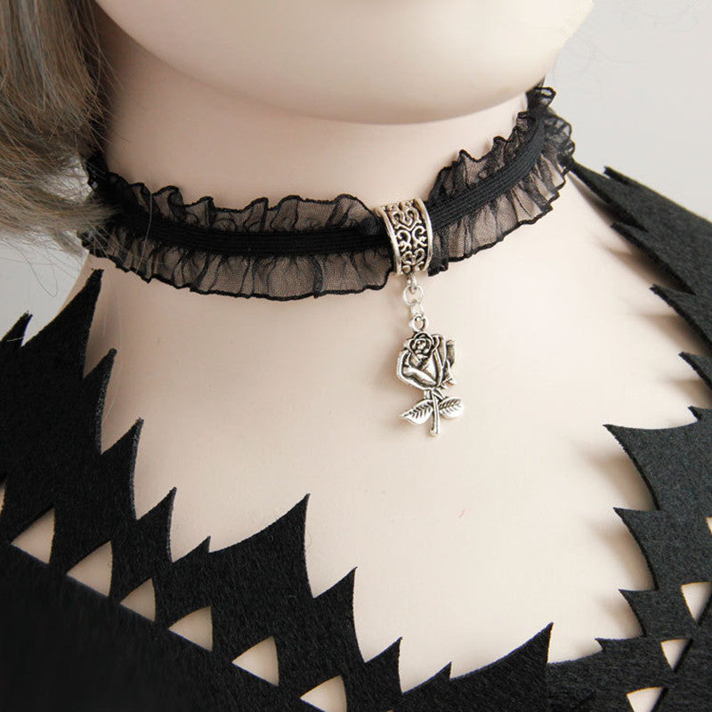 Midnight Blossom Enchantment Goth Choker Necklace