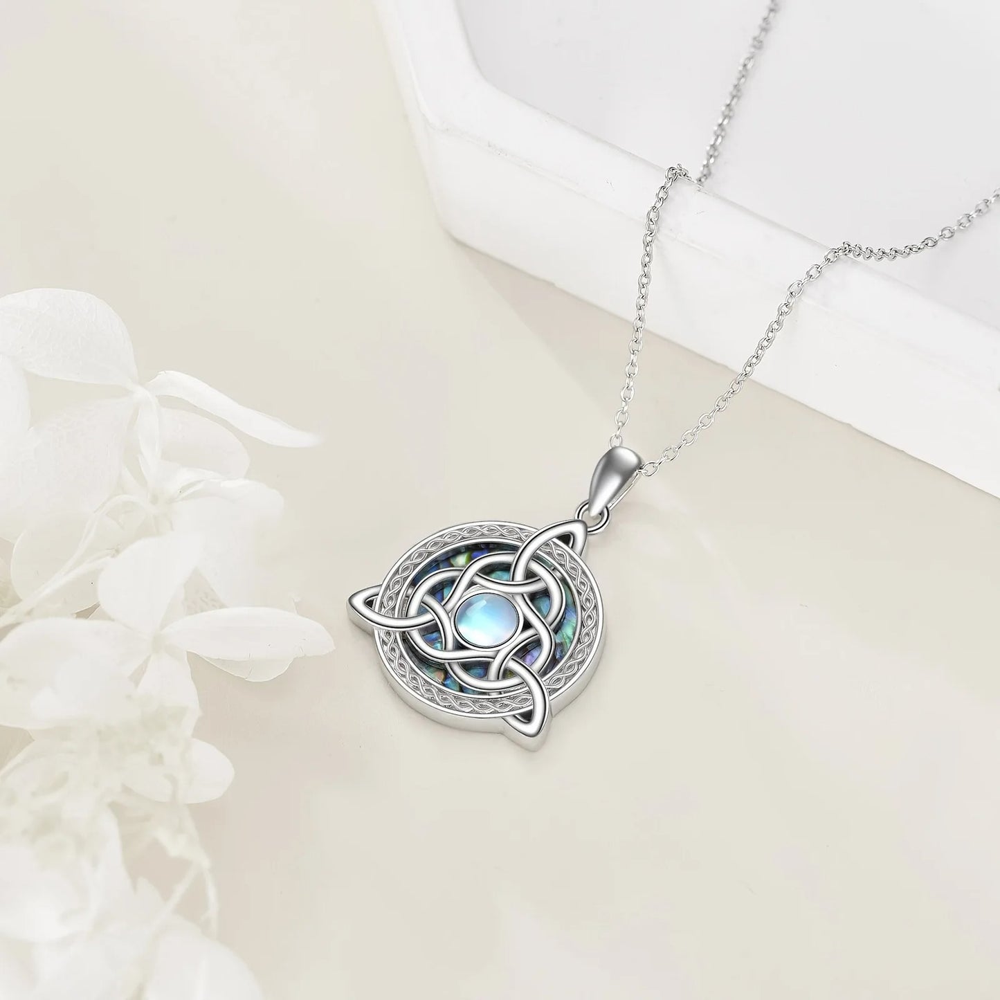 Sacred Triquetra Moonstone Talisman