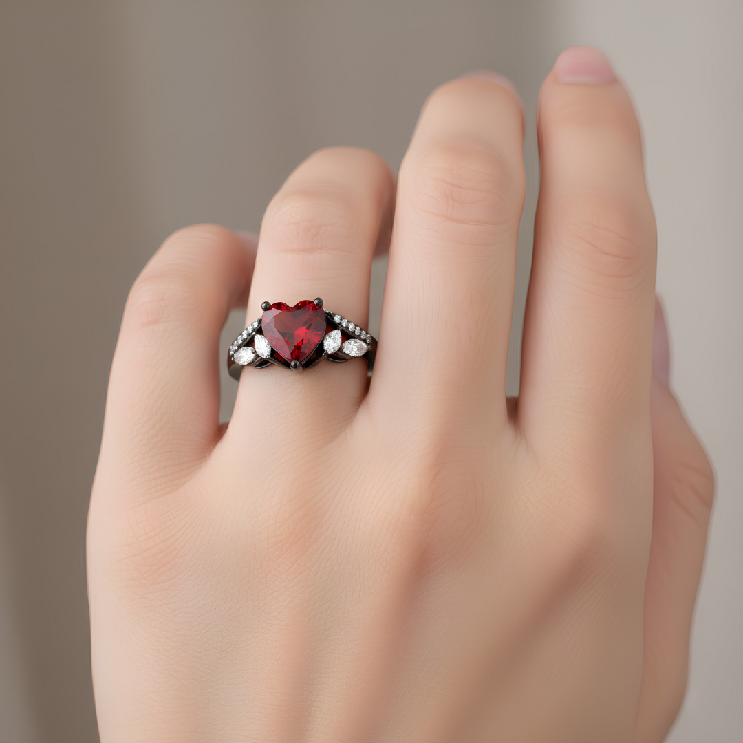 Sacred Leaf Heart Crystal Ring