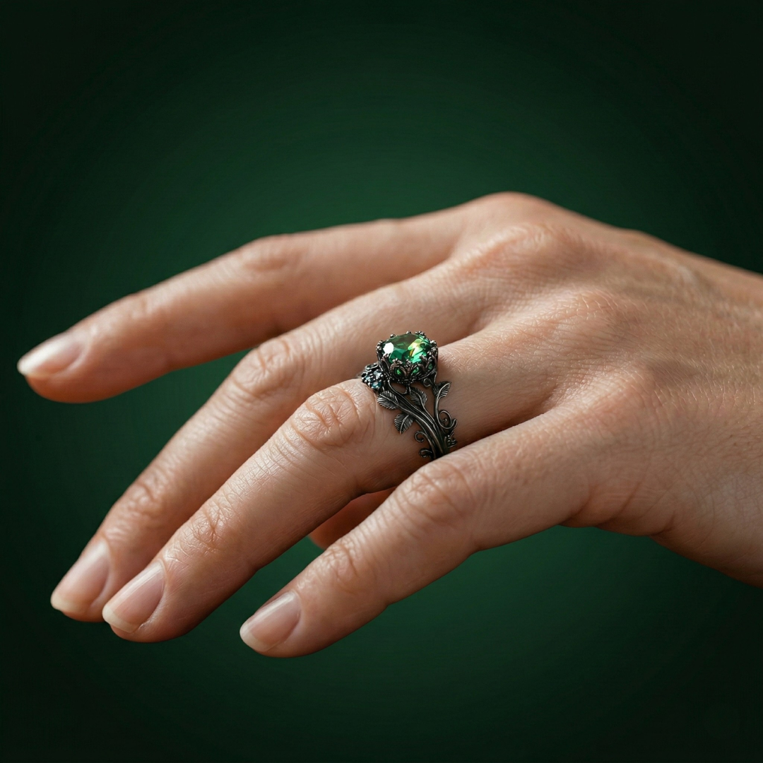 Emerald Vine Crystal Ring