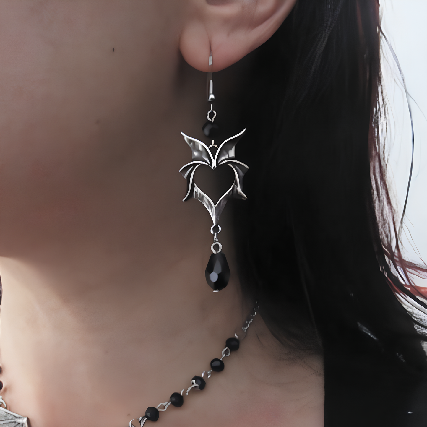 Nocturnal Bat Heart Earrings