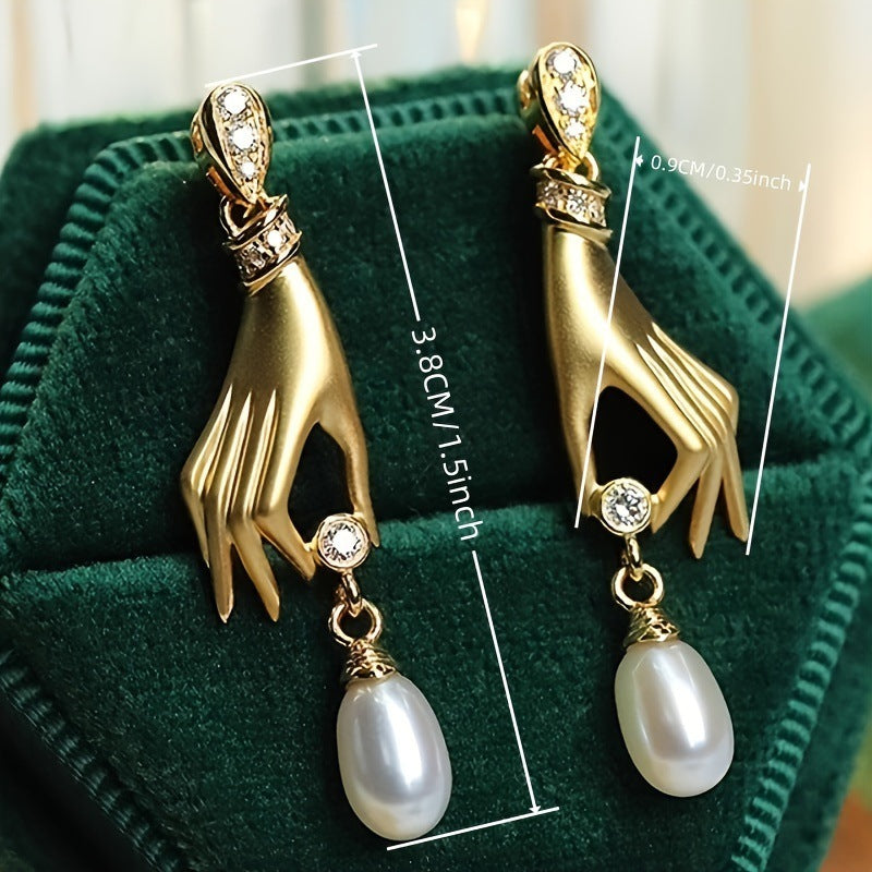 Hand of the Goddess Pearl Earrings