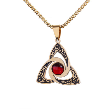 Enchanted Ruby Trinity Knot Amulet Necklace