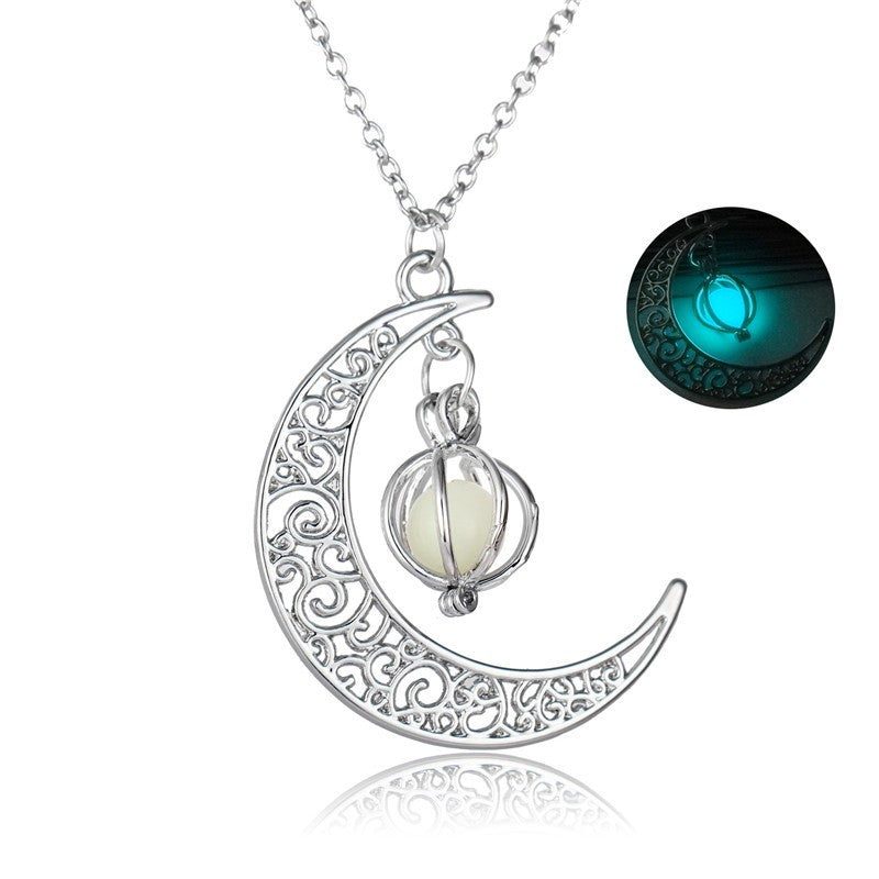 Firefly Glow Crescent Moon Luminous Necklace