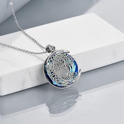 Celtic Crystal Tree Of Life Moon Necklace