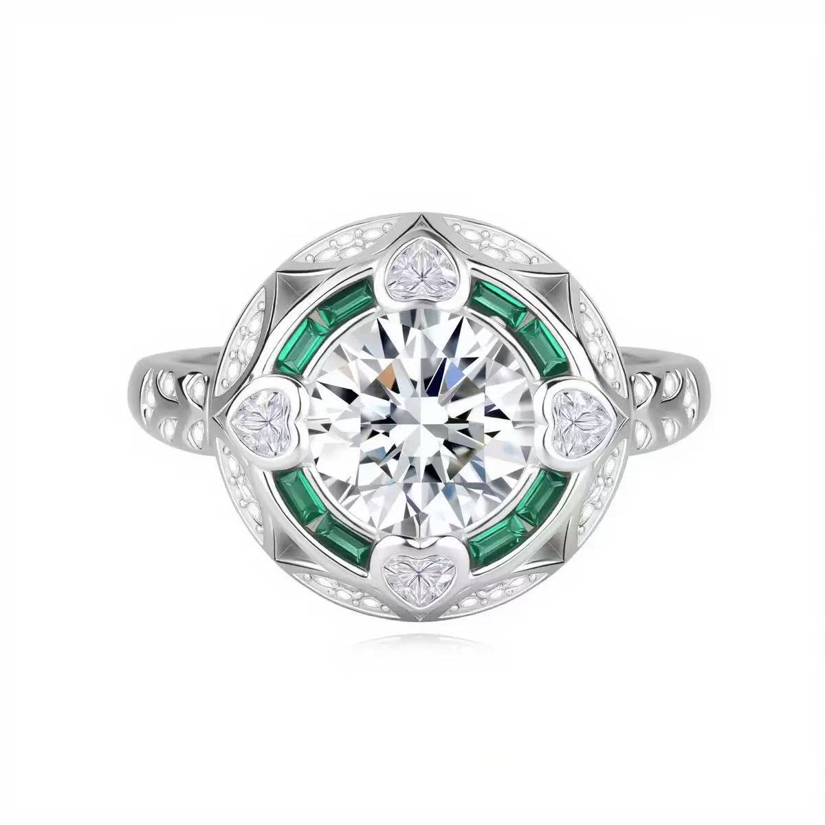 Emerald Halo Love Ring