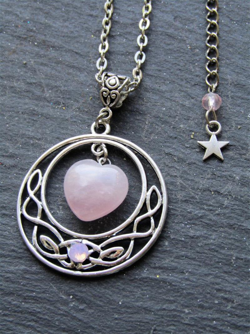 Hollow Moon Love Quarts Necklace