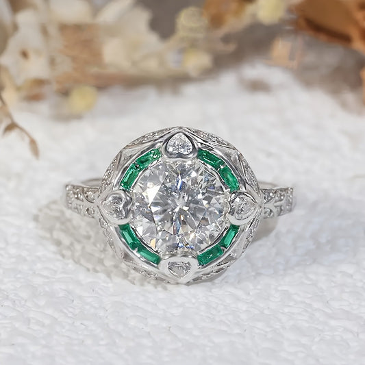Emerald Halo Love Ring