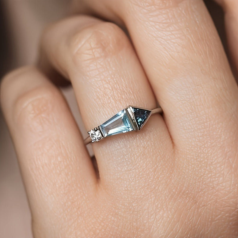 Geometric Balance Crystal Ring