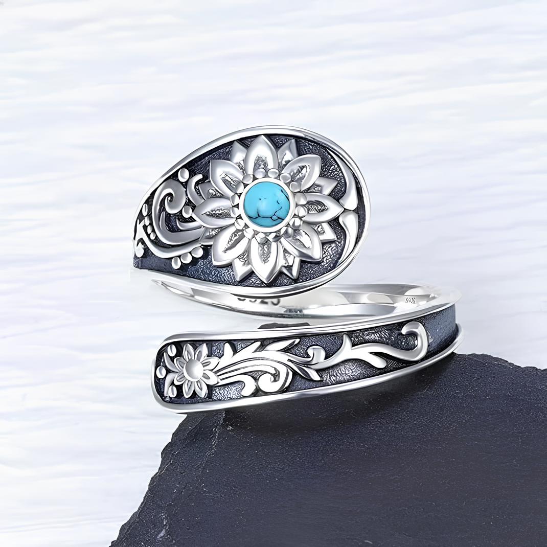 Floral Whisper Turquoise Ring