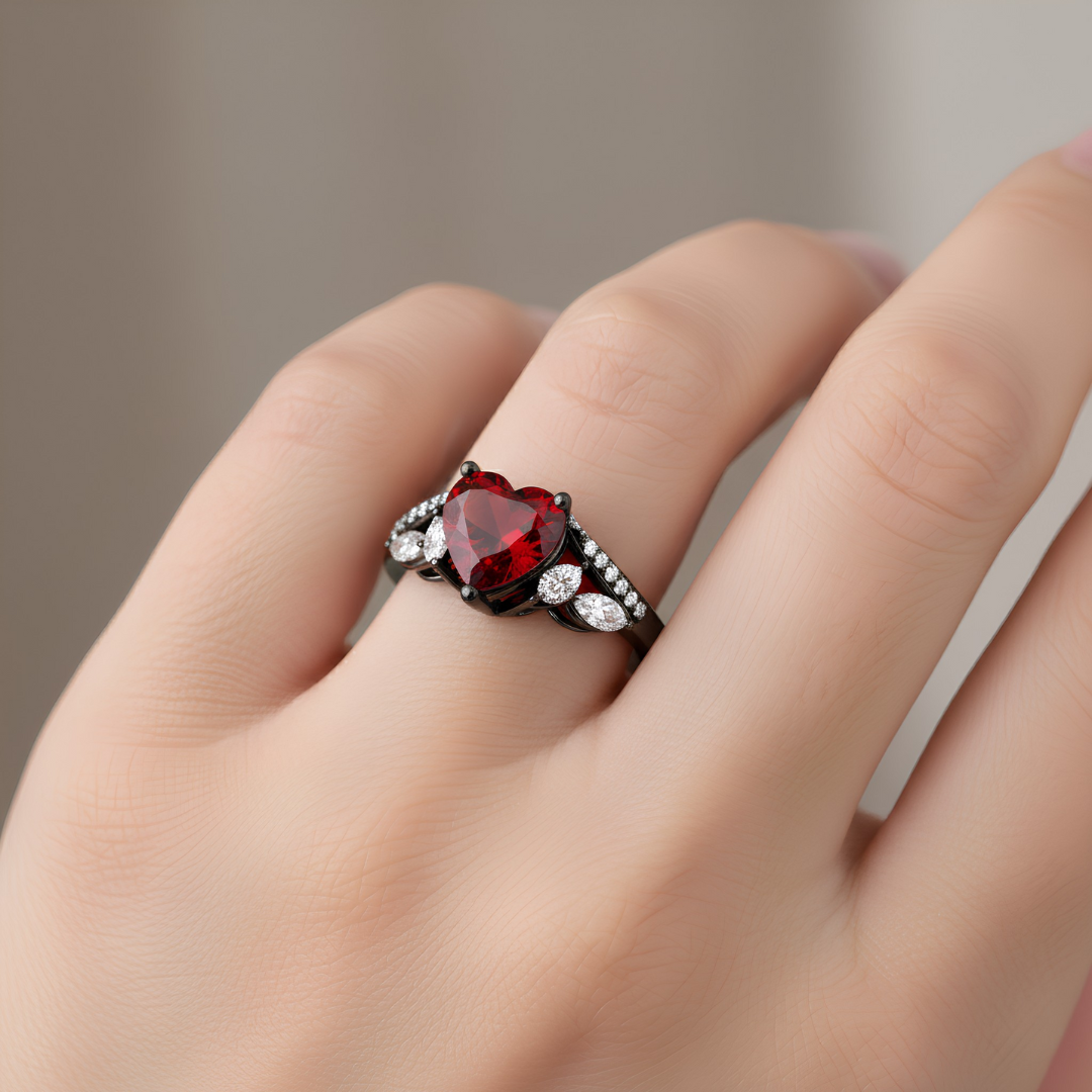 Sacred Leaf Heart Crystal Ring