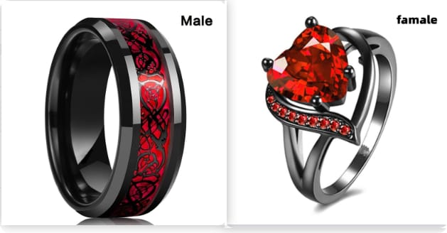 Crimson Bond Promise Ring Set