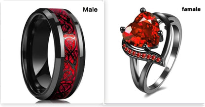 Crimson Bond Promise Ring Set