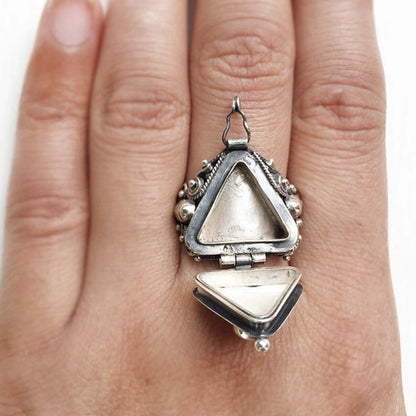 Sacred Triangle Herb Locket Ring