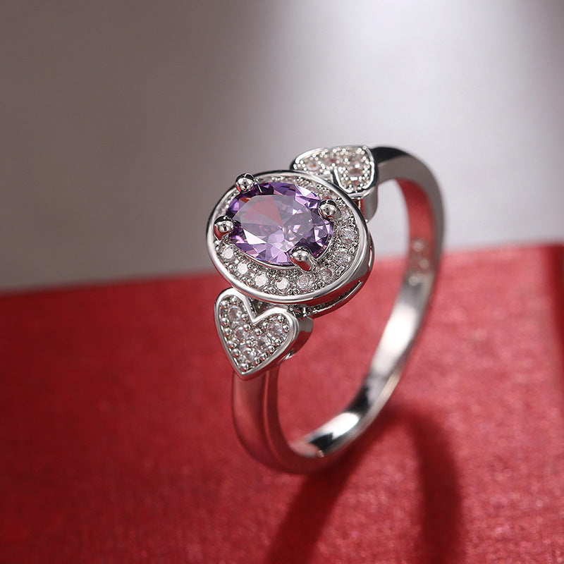Haloed Amethyst Heart Ring