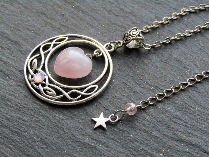 Hollow Moon Love Quarts Necklace