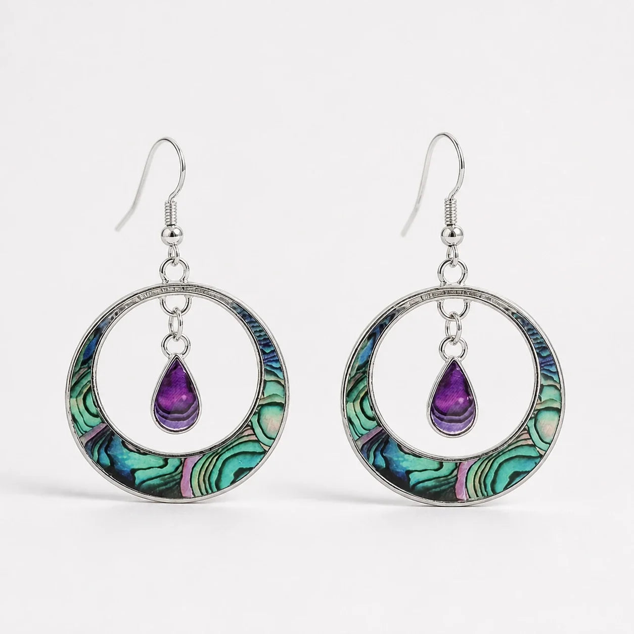 Amethyst Halo Drop Earrings studio product photo
