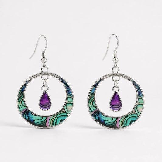 Amethyst Halo Drop Earrings studio product photo