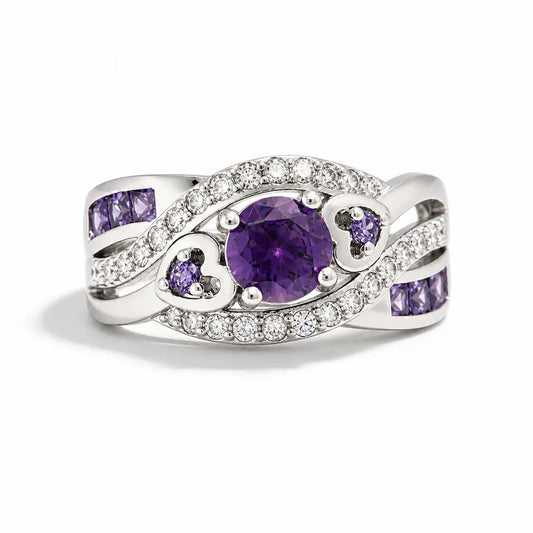 Amethyst Heart Crystal Ring studio product photo