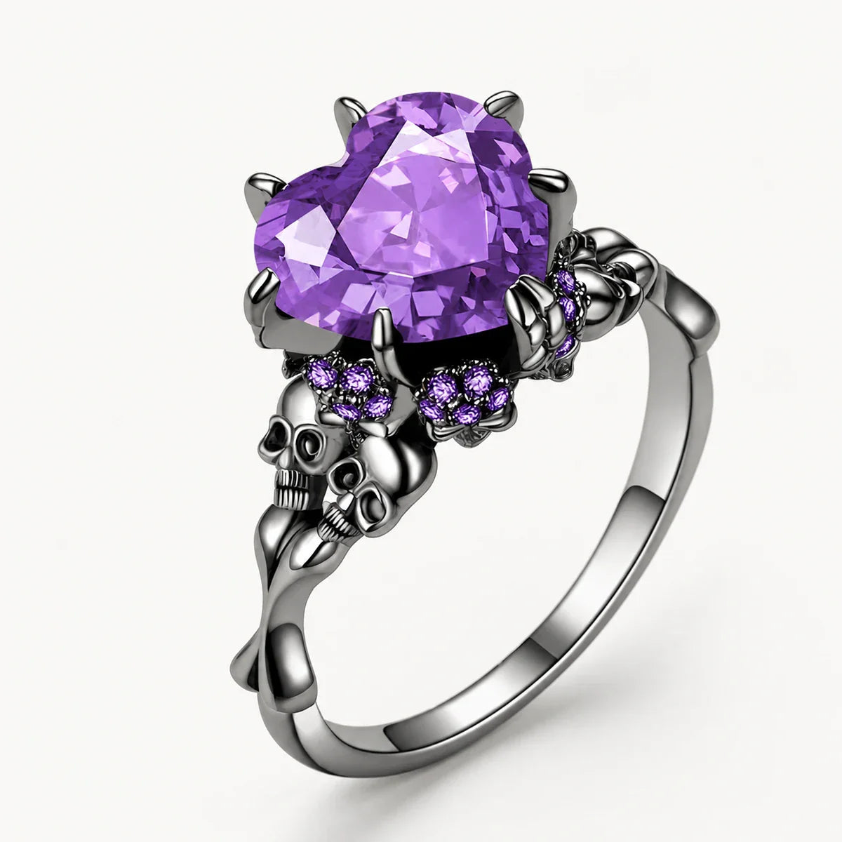 Amethyst Skull Love Ring studio product photo