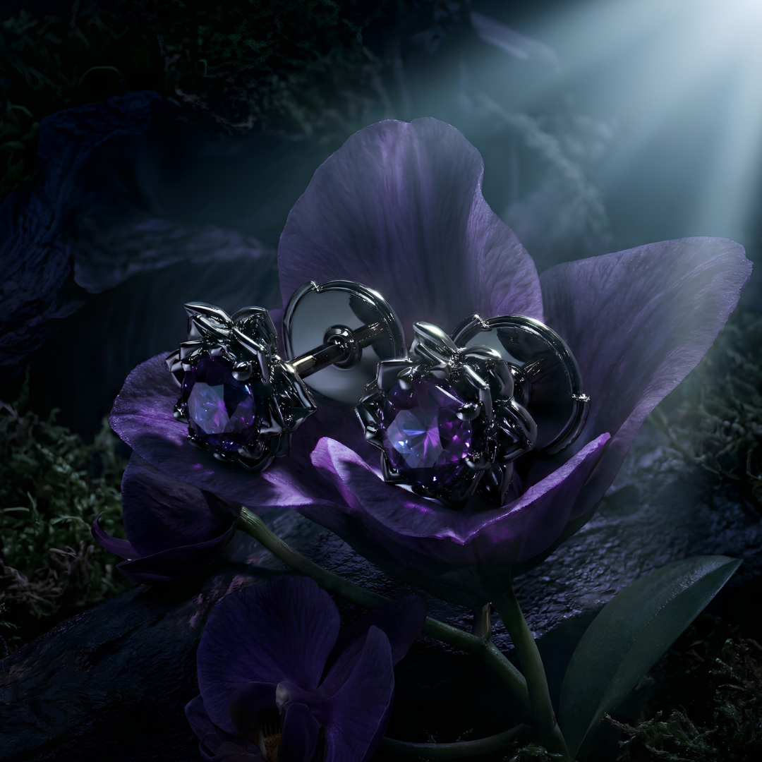 Shadow Petal Crystal Earrings